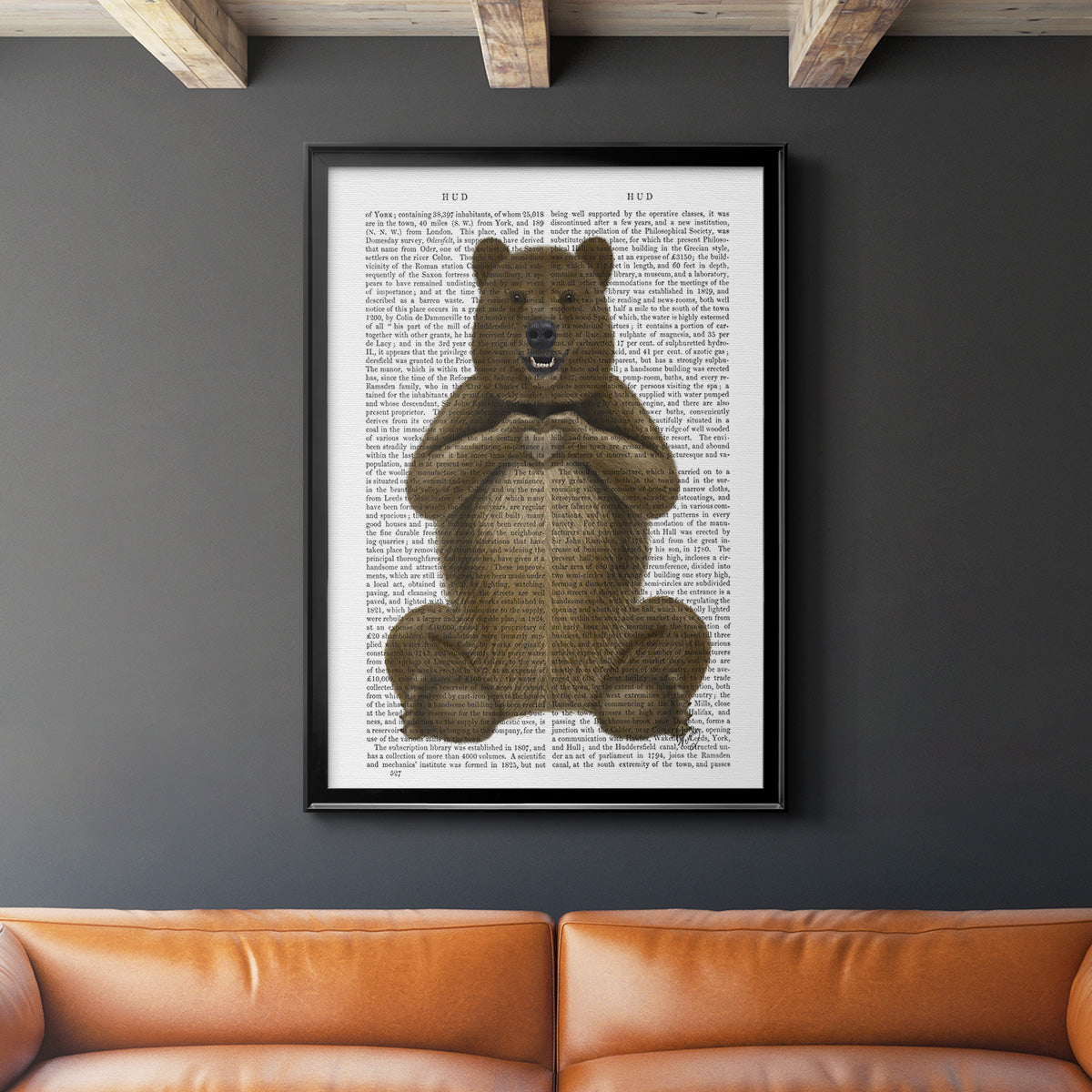 Bear and Hand Heart - Modern Framed Canvas Print