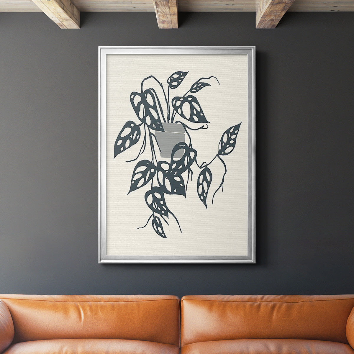 Growing Leaves VI - Modern Framed Canvas Print
