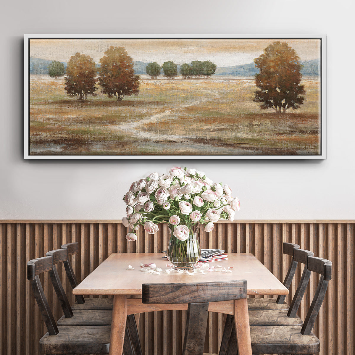Linen Landscape I - Floater Framed Canvas Print