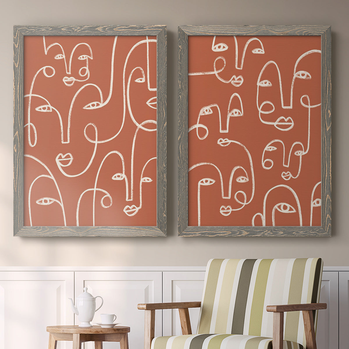 Connected Expressions I - Premium Framed Canvas 2 Piece Set - Ready to Hang