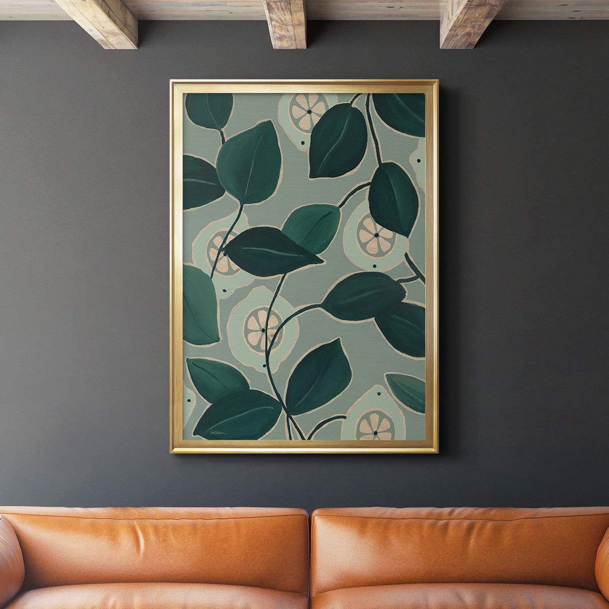 Monochrome Limes - Modern Framed Canvas Print