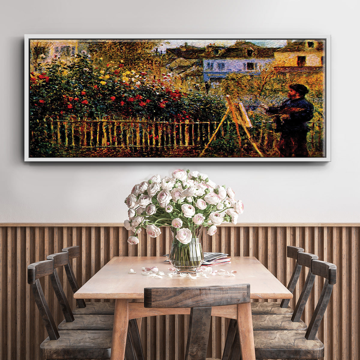 Monet Painting in His Garden in Argenteuil - Floater Framed Canvas Print