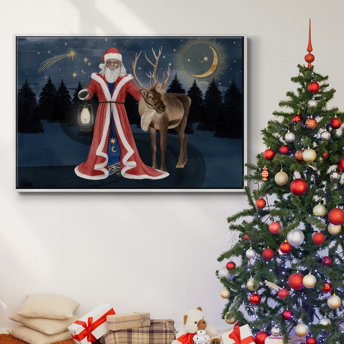 Celestial Christmas Collection A - Framed Gallery Wrapped Canvas in Floating Frame