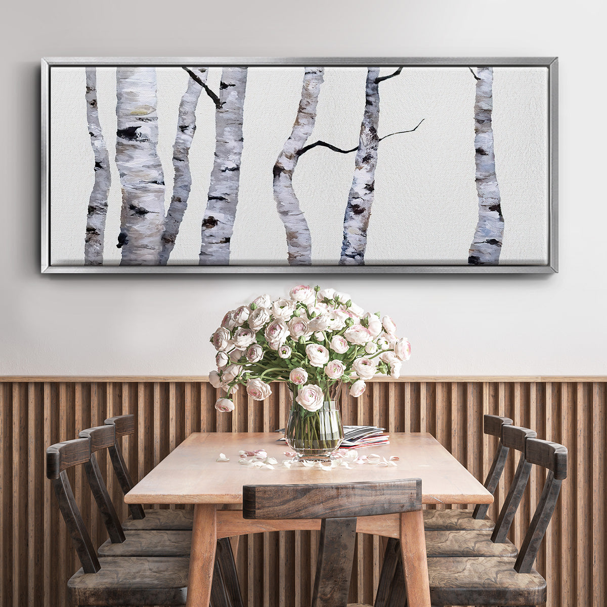 Birch Trees I - Floater Framed Canvas Print