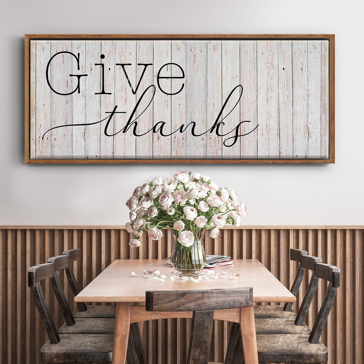 Give Thanks - Floater Framed Canvas Print