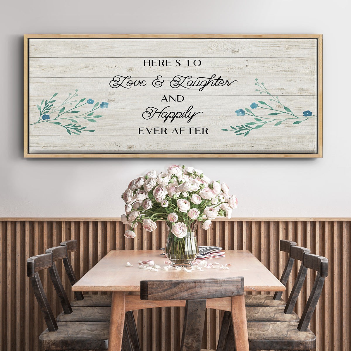 Floral Happily - Floater Framed Canvas Print