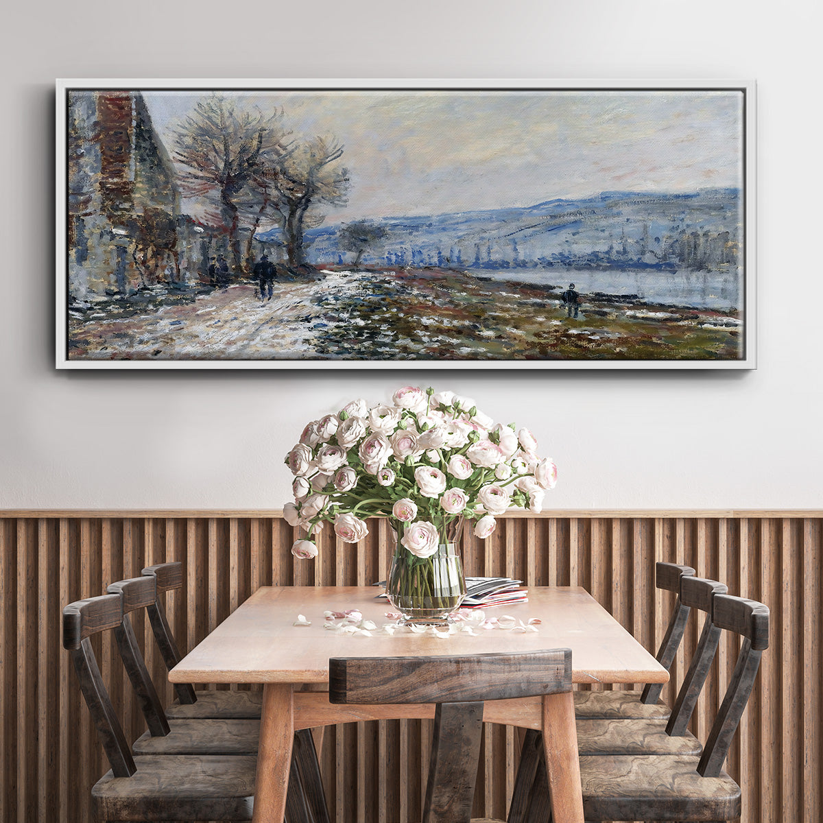 The Seine at Lavacourt, Effect of Snow, 1879 - Floater Framed Canvas Print