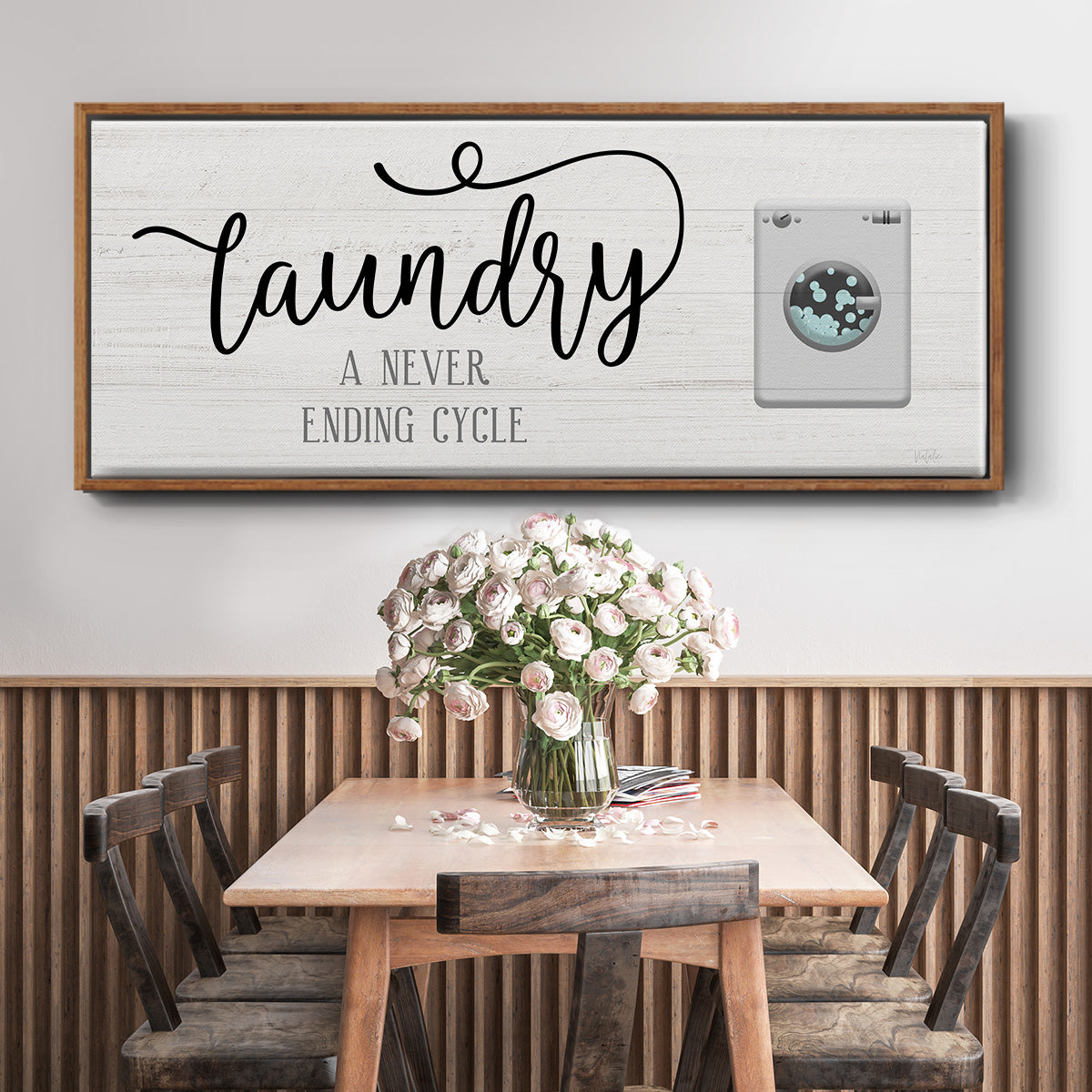 Never Ending Laundry - Floater Framed Canvas Print