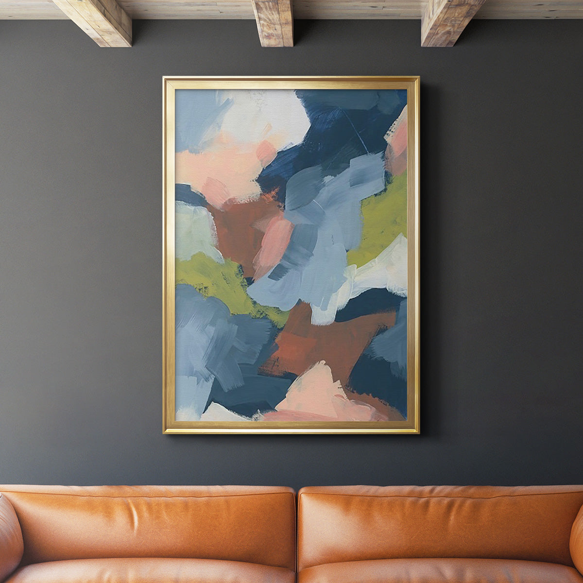 Soft Indigo Atmosphere II - Modern Framed Canvas Print