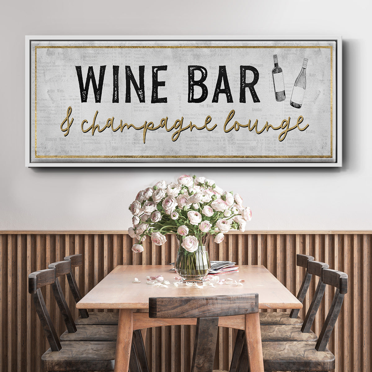 Champagne Lounge - Floater Framed Canvas Print