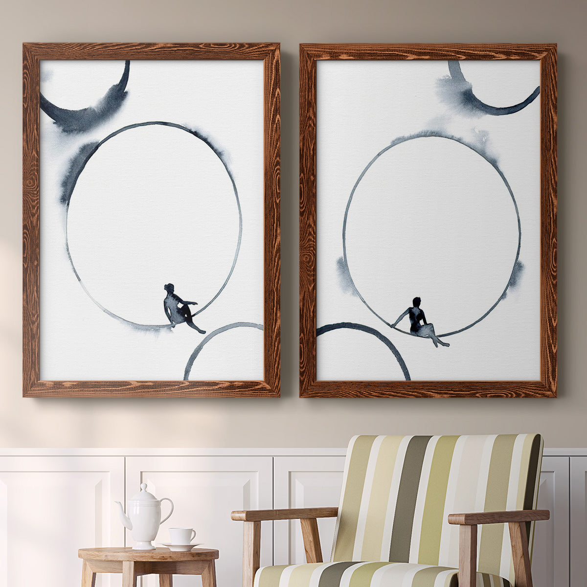 Woman in the Moon I - Premium Framed Canvas 2 Piece Set - Ready to Hang