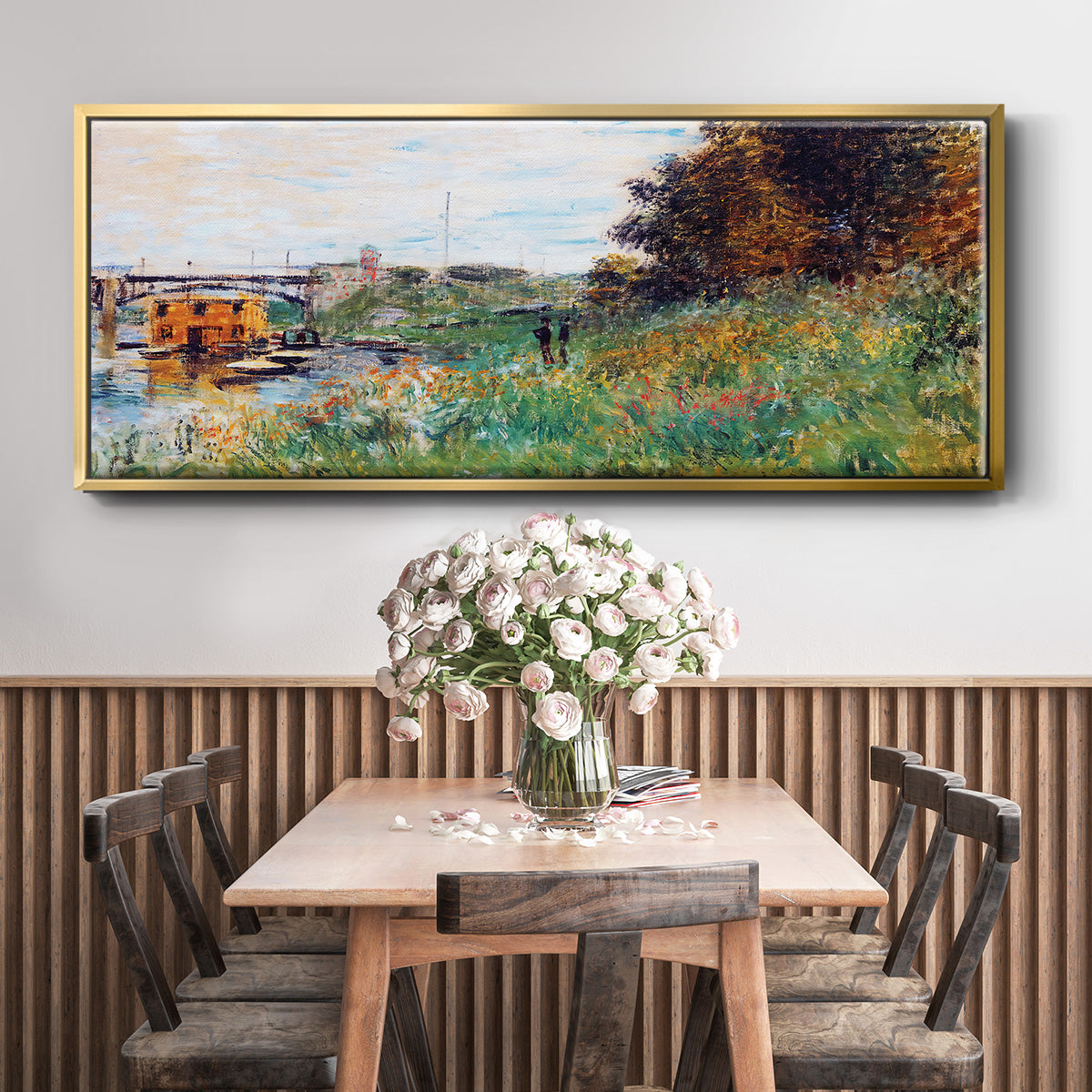 The Banks of the Seine at the Argenteuil Bridge, 1874 - Floater Framed Canvas Print