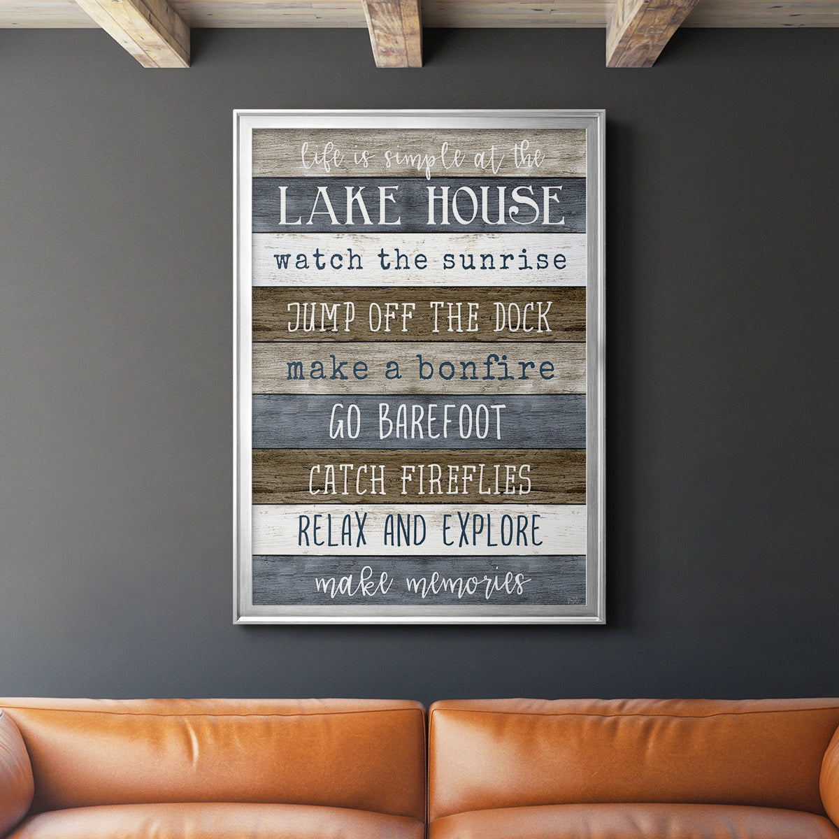 Simple Lake Rules - Modern Framed Canvas Print