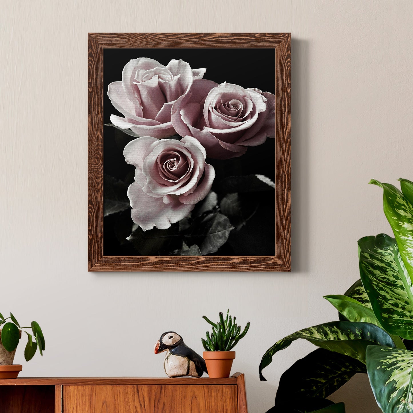 Rose Noir I - Premium Canvas Framed in Barnwood - Ready to Hang