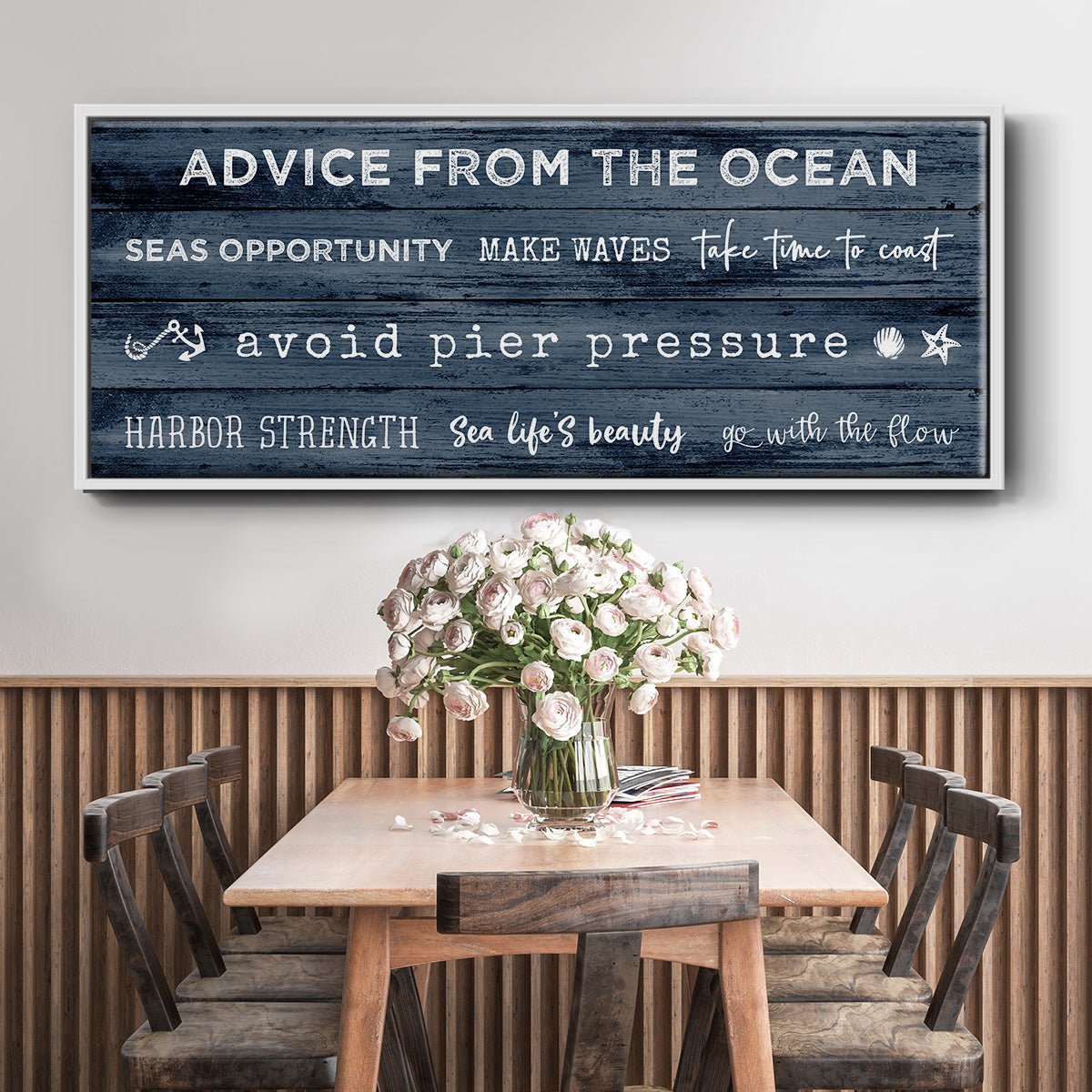 Navy Ocean - Floater Framed Canvas Print