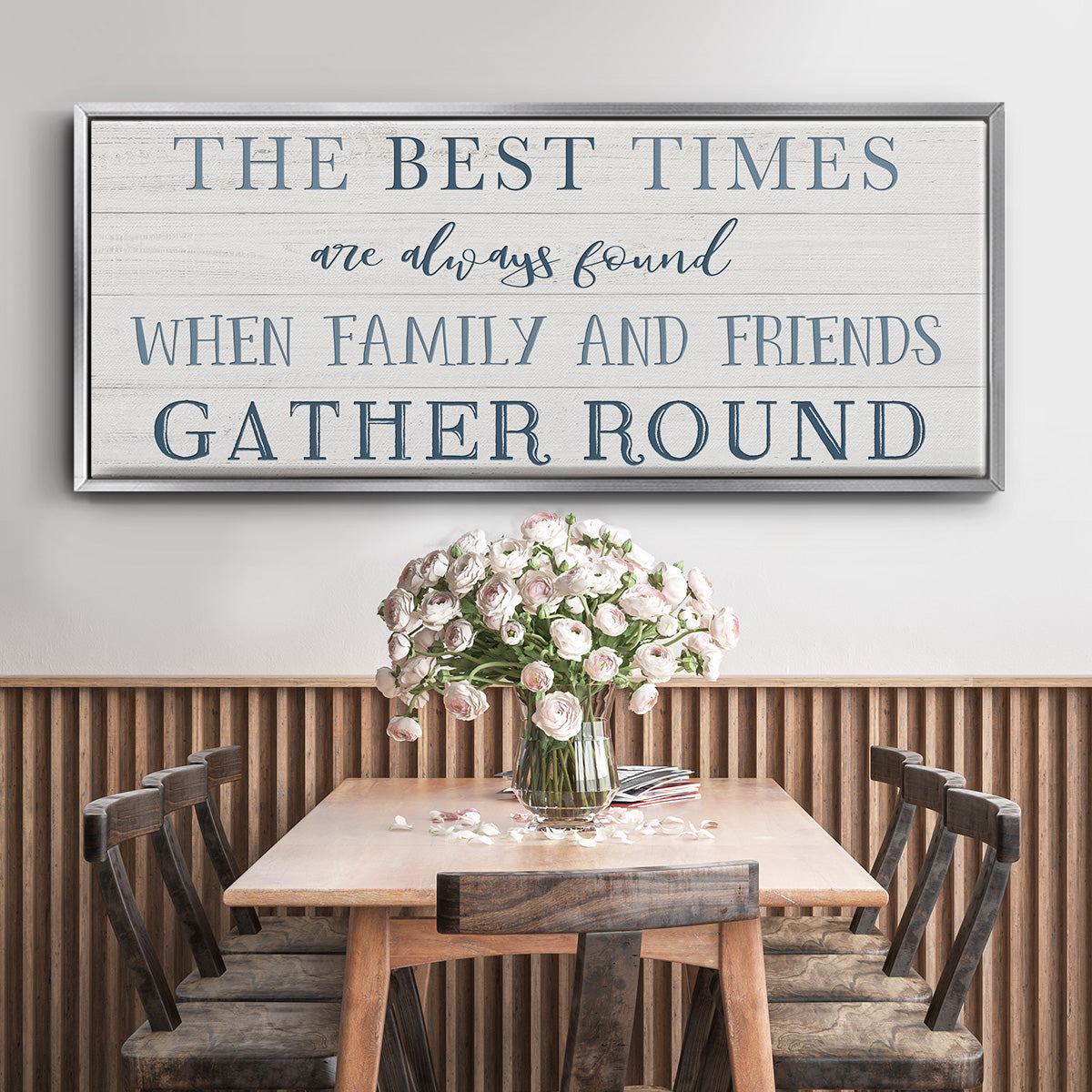 Family and Friends Gather - Floater Framed Canvas Print