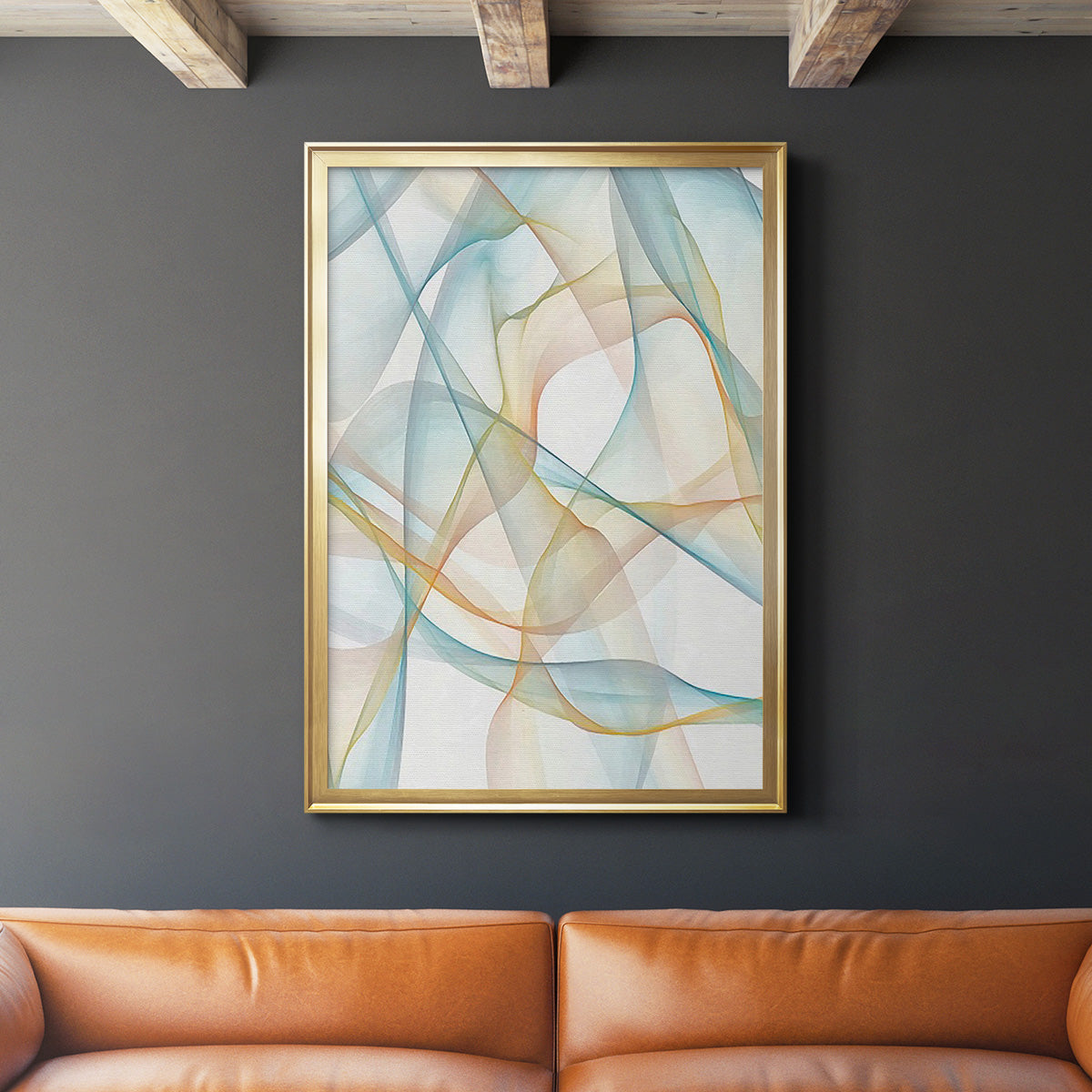 Curves and Waves III - Modern Framed Canvas Print