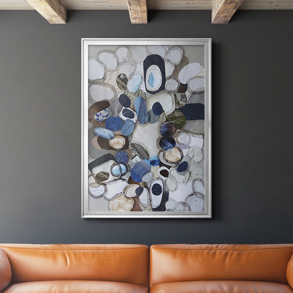 Santa Cruz Beach Stones - Modern Framed Canvas Print