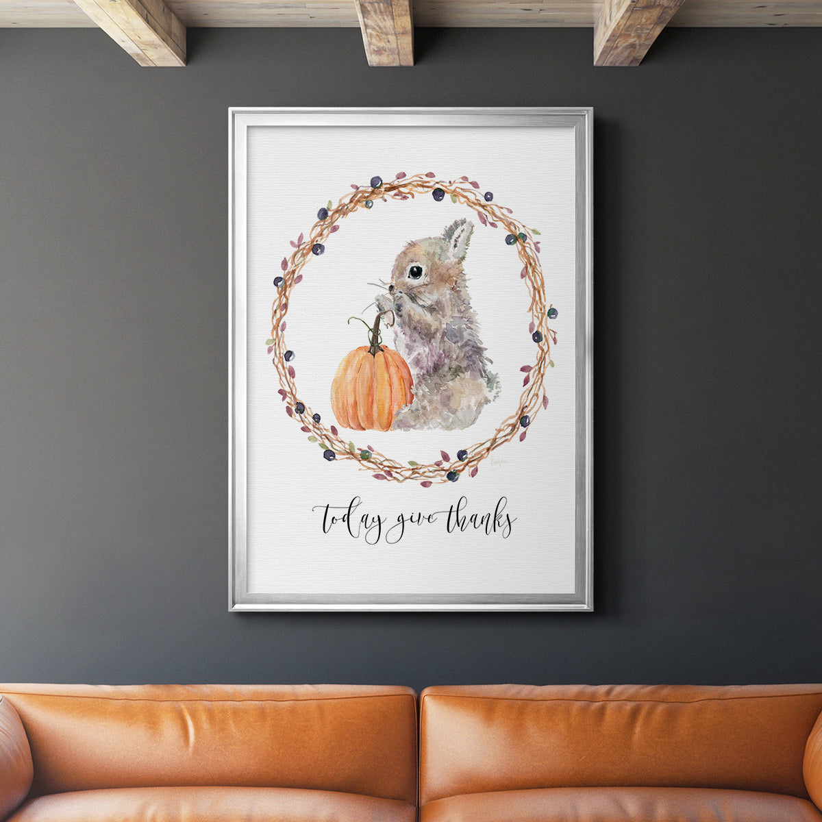 Harvest Home Bunny - Modern Framed Canvas Print