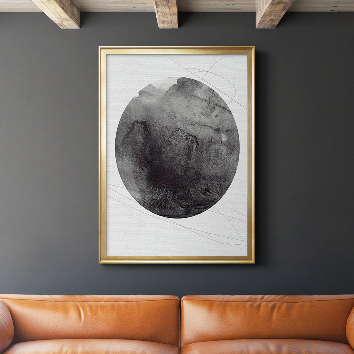 Graphite Moon I - Modern Framed Canvas Print