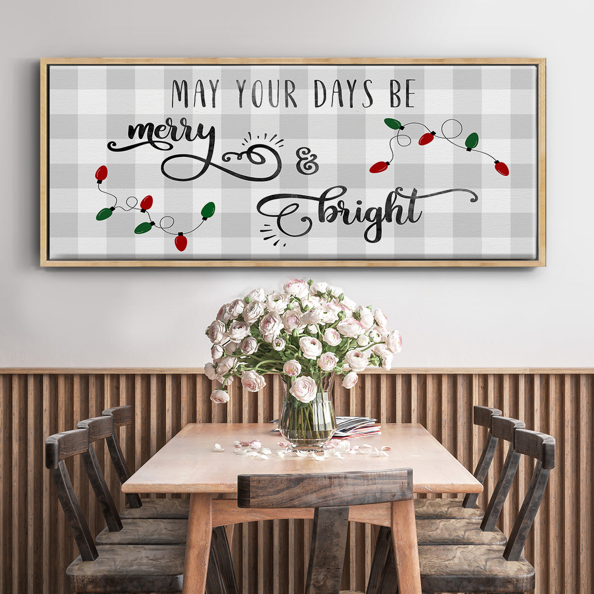 Buffalo Check Merry - Floater Framed Canvas Print
