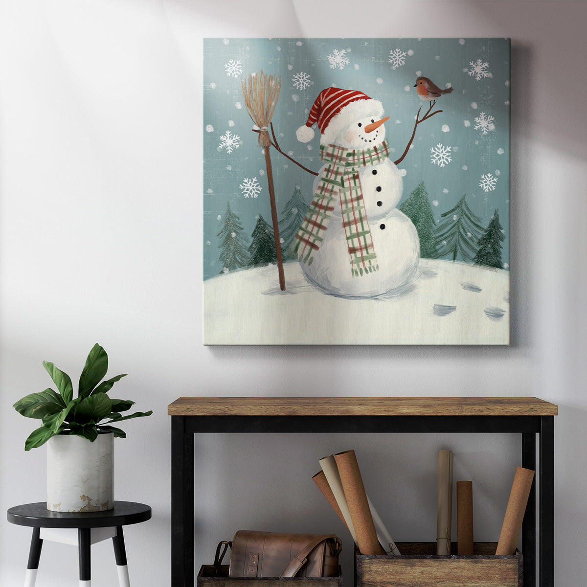 Jolly Snowman I - Canvas Art Print