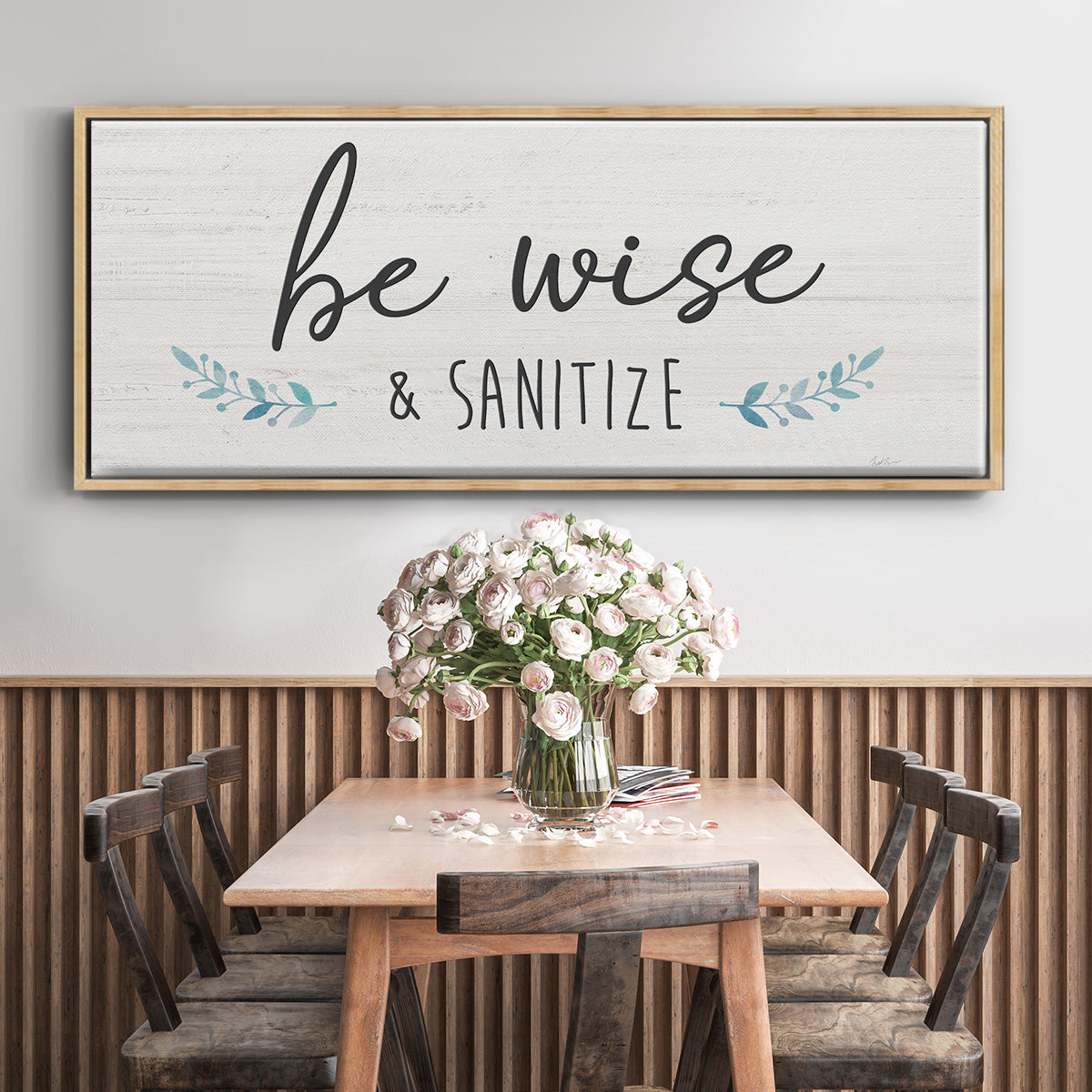 Be Wise & Sanitize - Floater Framed Canvas Print