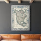 Bordered Map of North America - Modern Framed Canvas Print