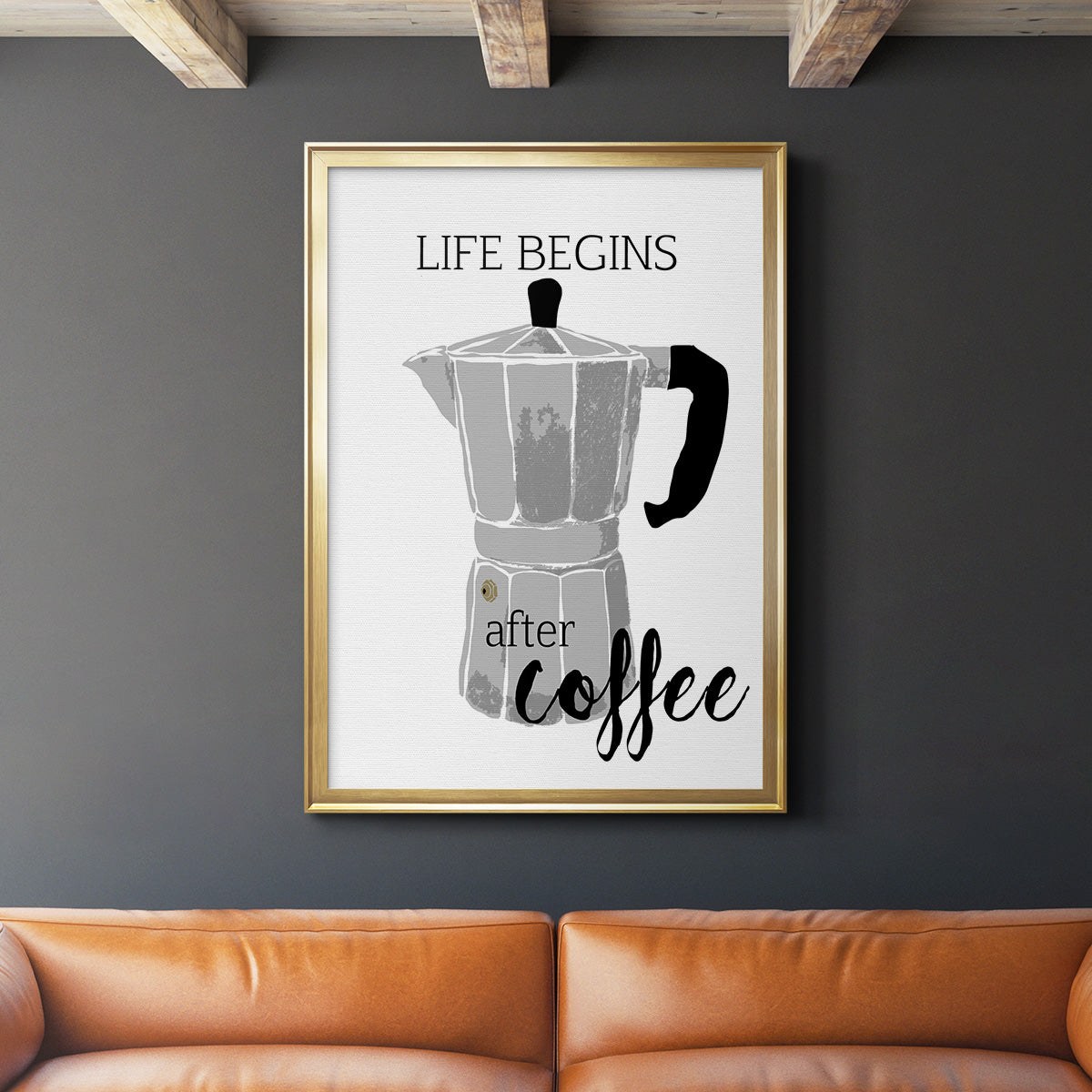 Begins After Coffee - Modern Framed Canvas Print