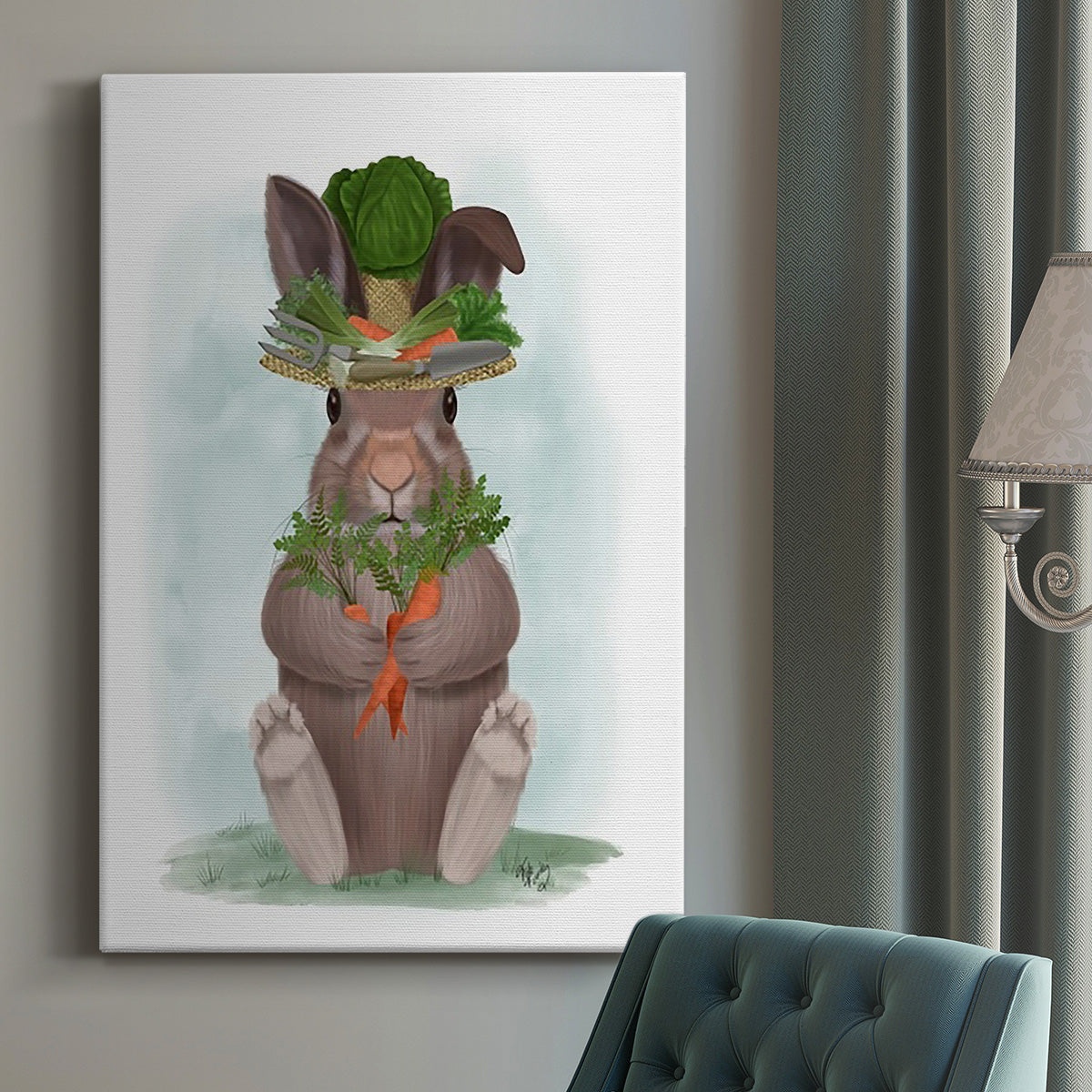 Rabbit Carrot Hat Premium Gallery Wrapped Canvas - Ready to Hang