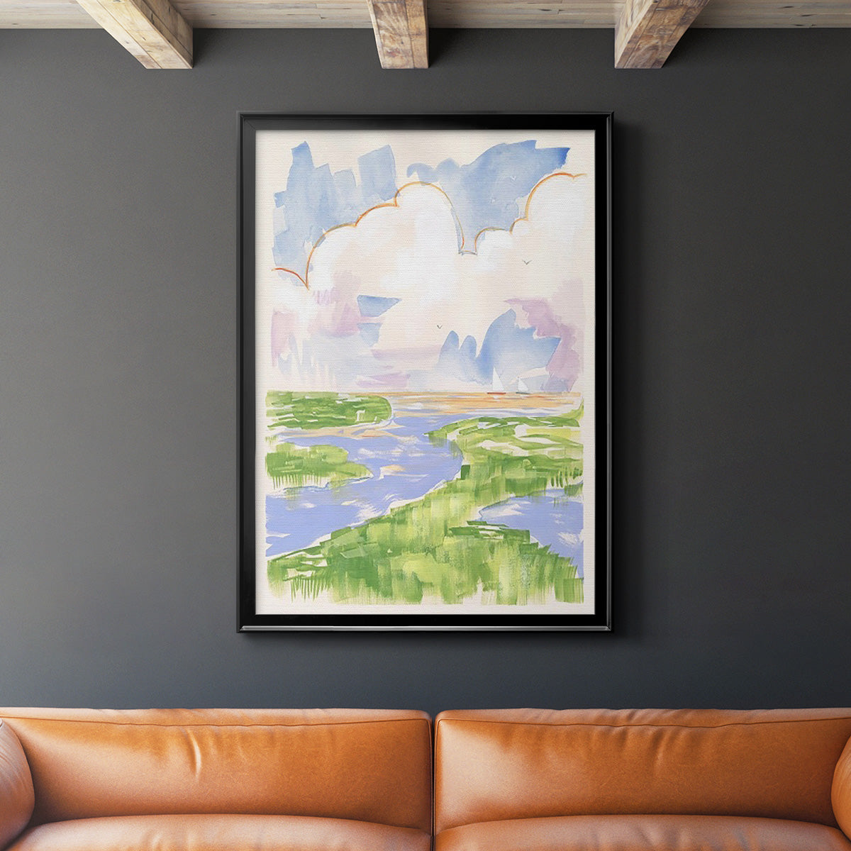 Low Country River Vista II - Modern Framed Canvas Print