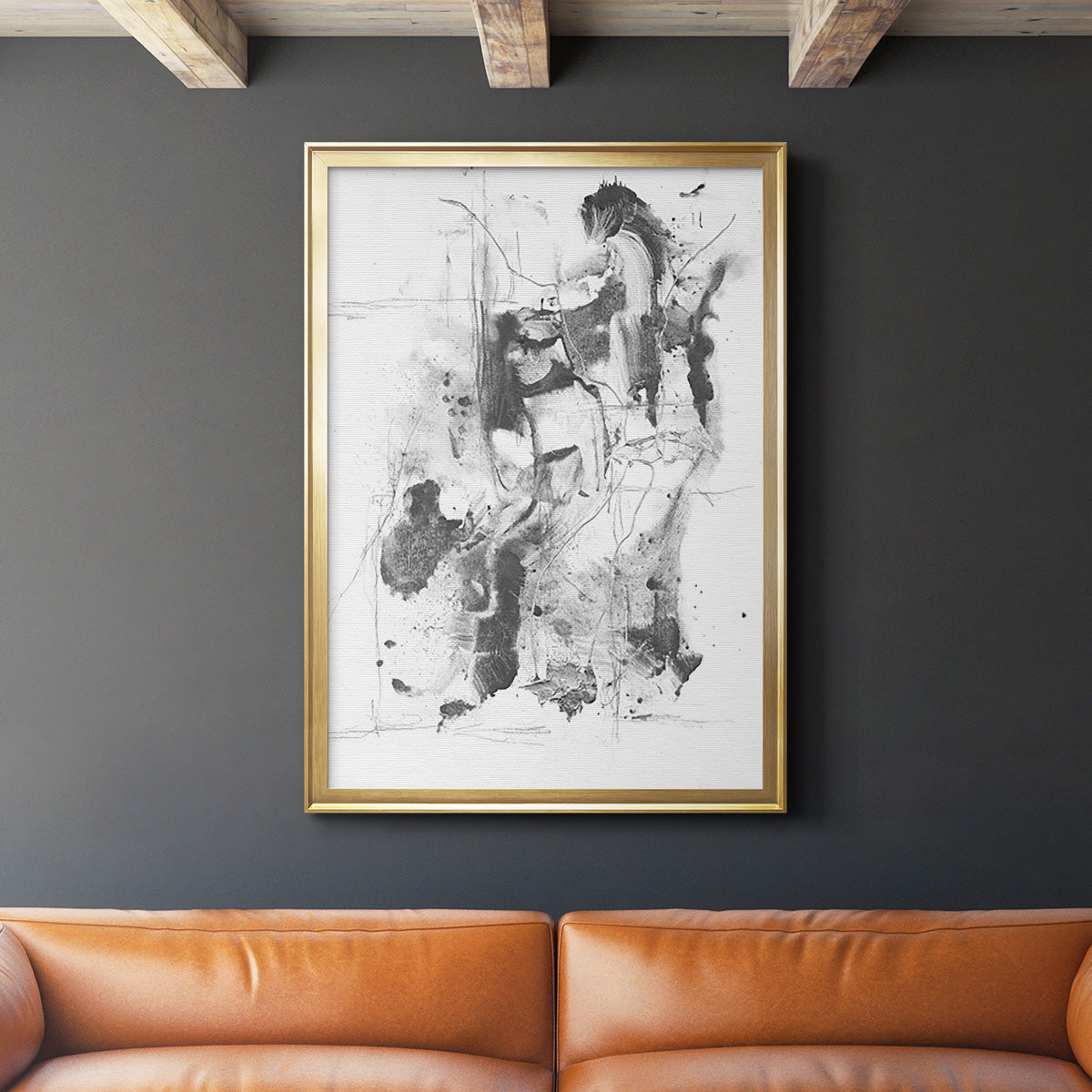 Graphite Abstract I - Modern Framed Canvas Print