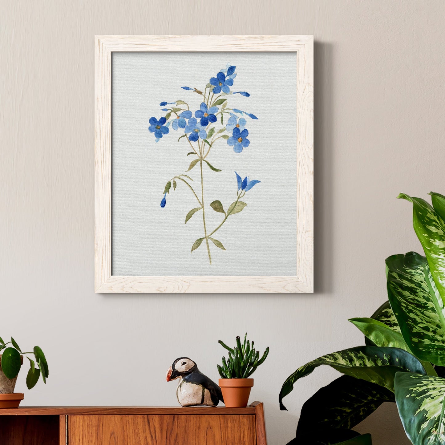 Blue Blossom Botanical II - Premium Canvas Framed in Barnwood - Ready to Hang