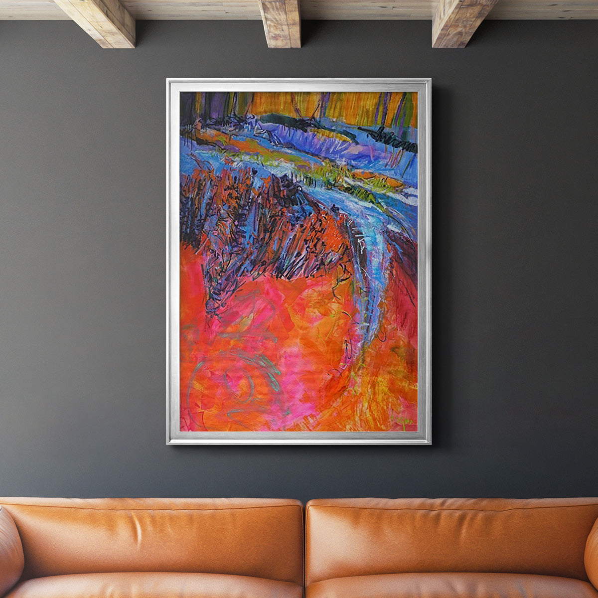 Vibrant Flow I - Modern Framed Canvas Print