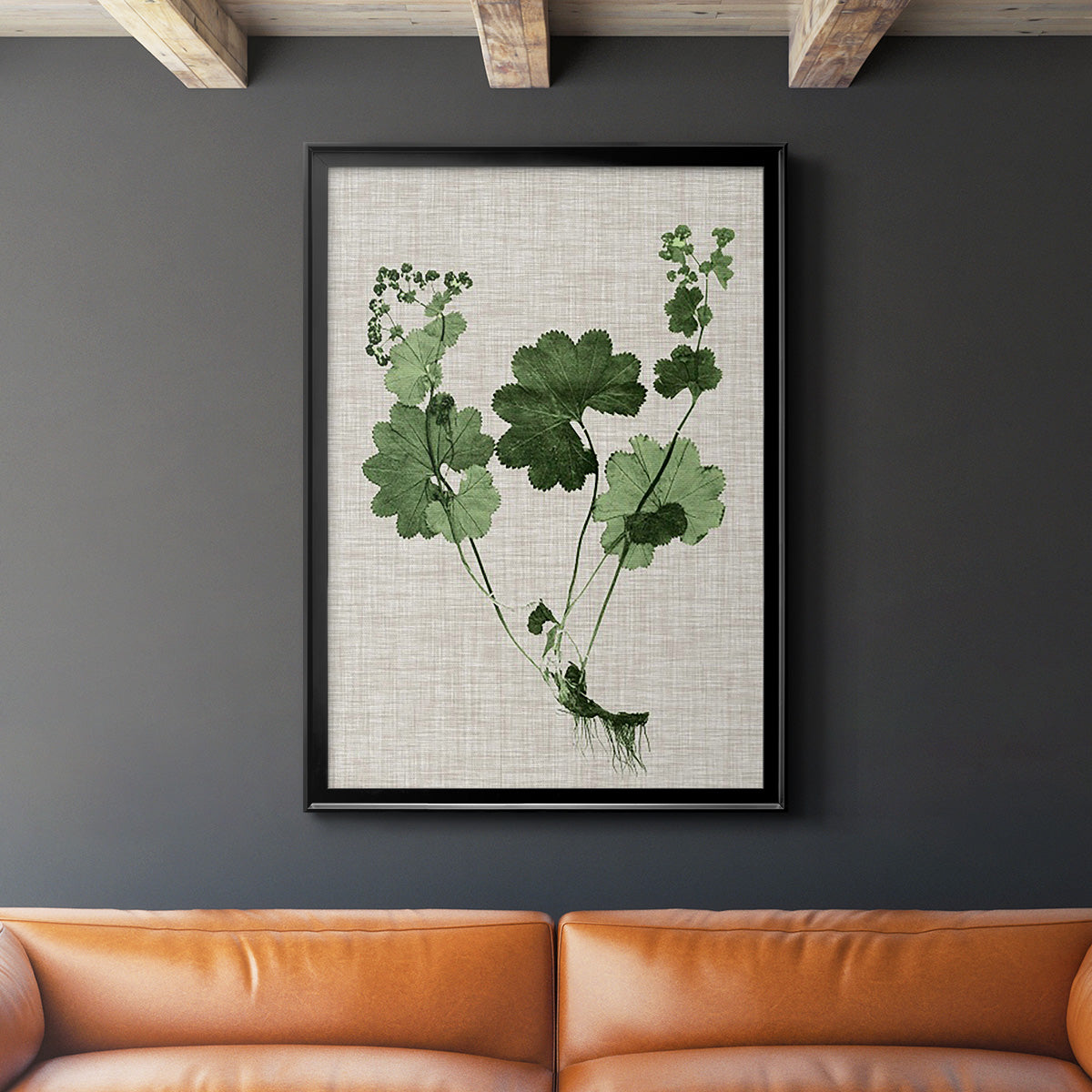 Forest Foliage on Linen I - Modern Framed Canvas Print