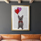 French Bulldog and Balloons - Modern Framed Canvas Print