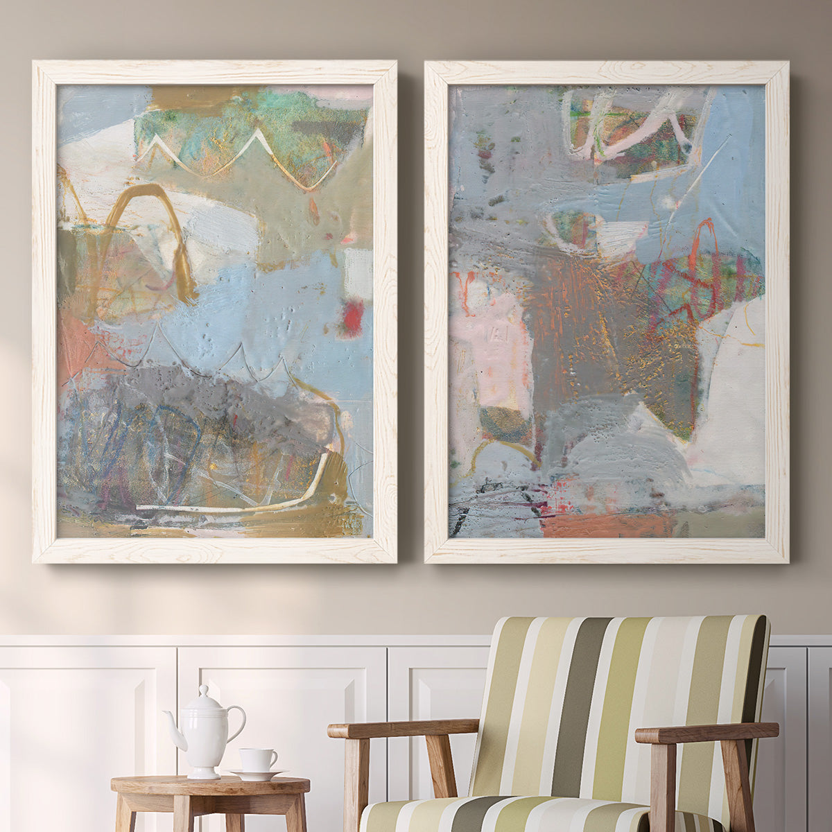 Minim I - Premium Framed Canvas 2 Piece Set - Ready to Hang