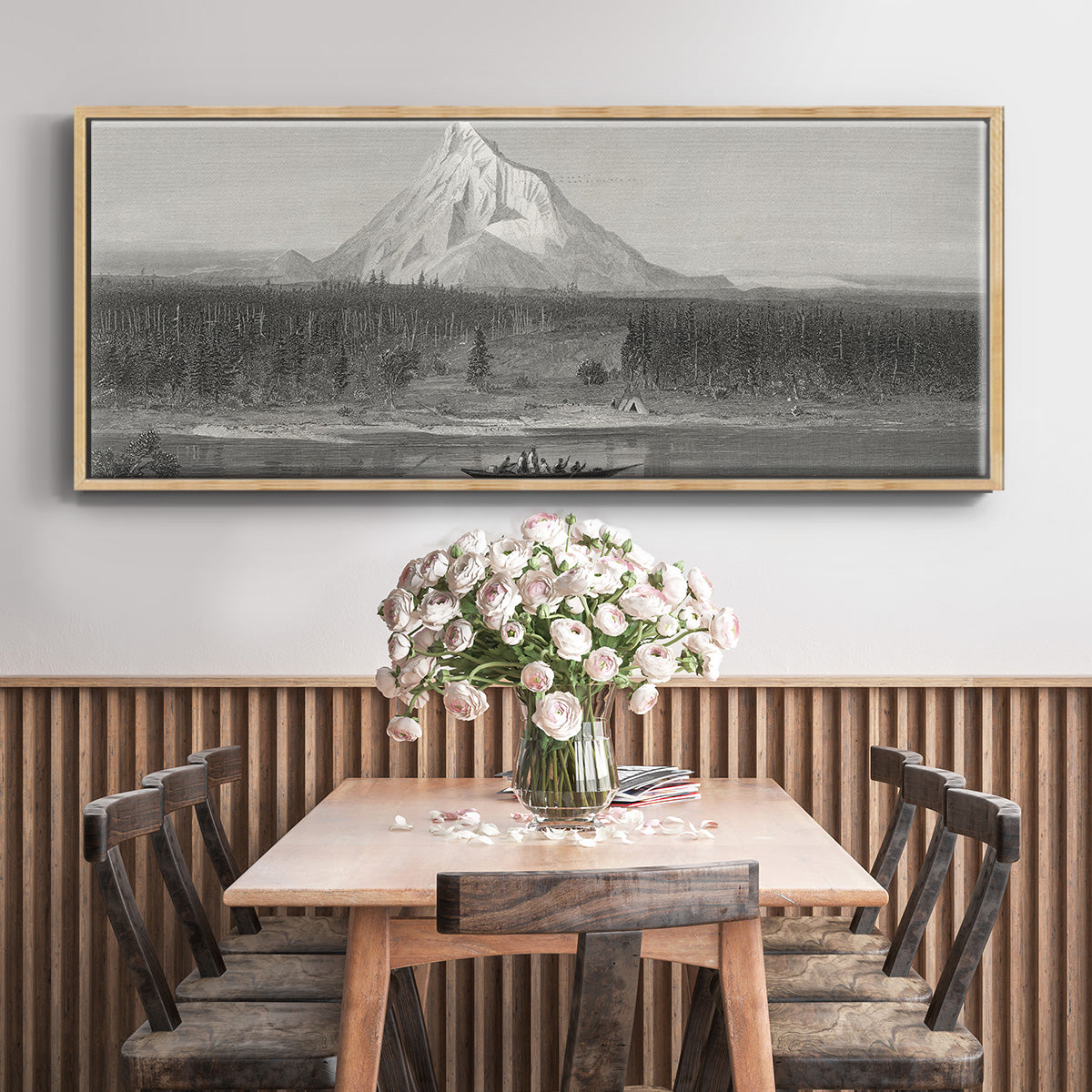Mount Hood from the Columbia - Floater Framed Canvas Print