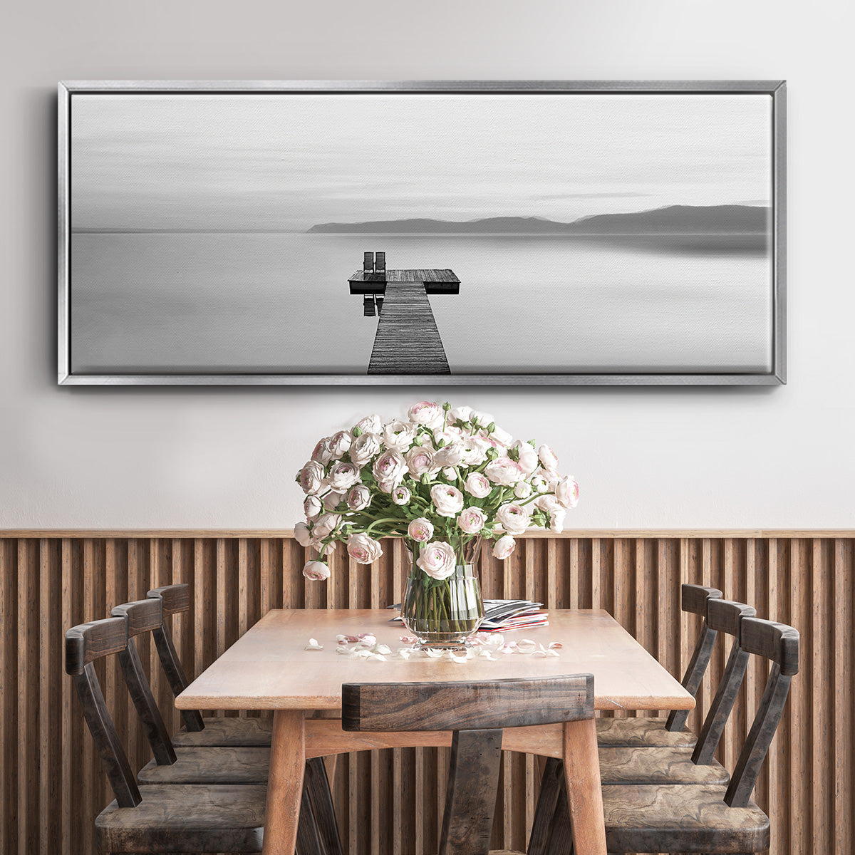 Black & White Water Panel XII - Floater Framed Canvas Print
