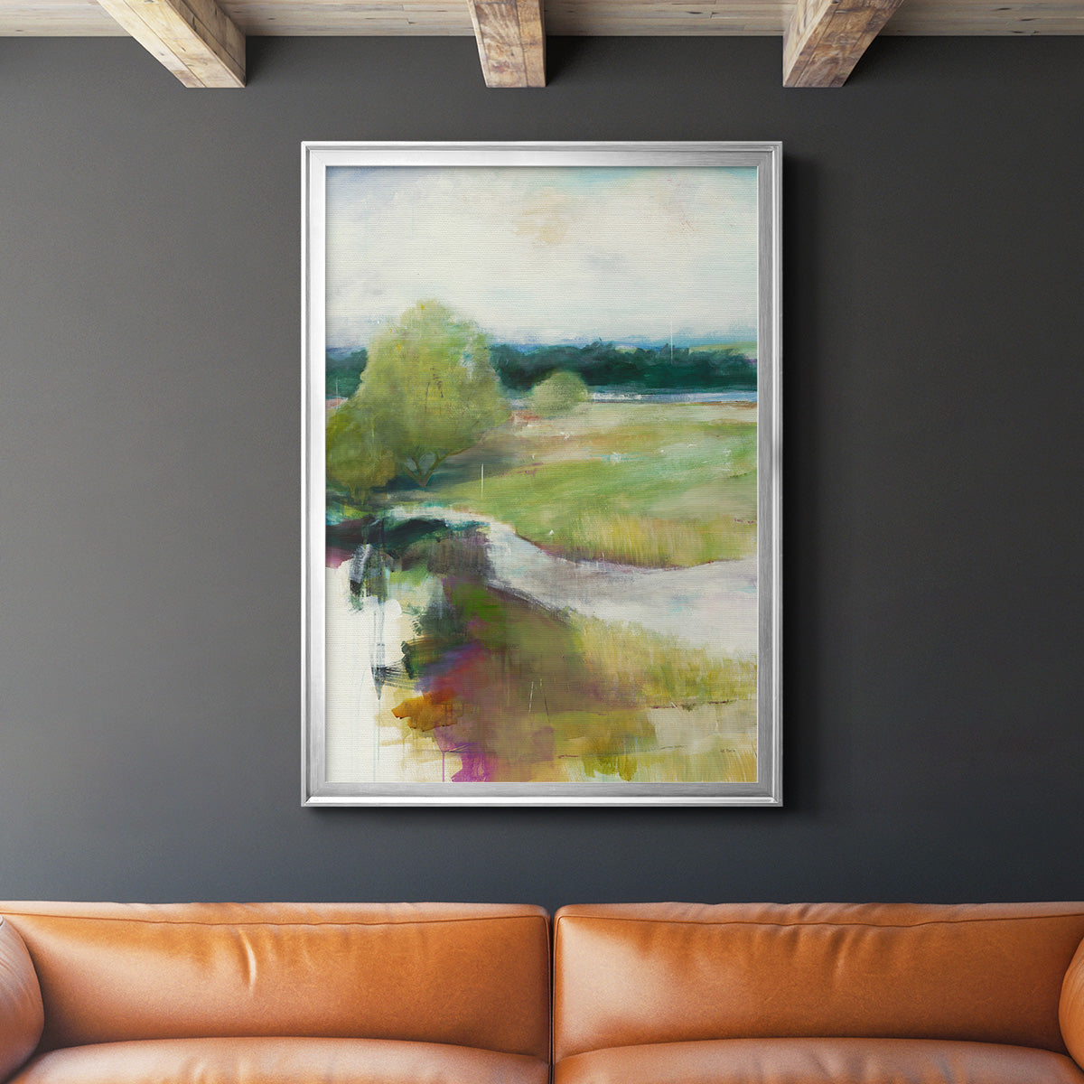 Crossing the Stream - Modern Framed Canvas Print