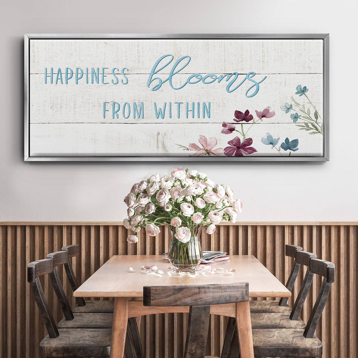 Happiness Blooms - Floater Framed Canvas Print