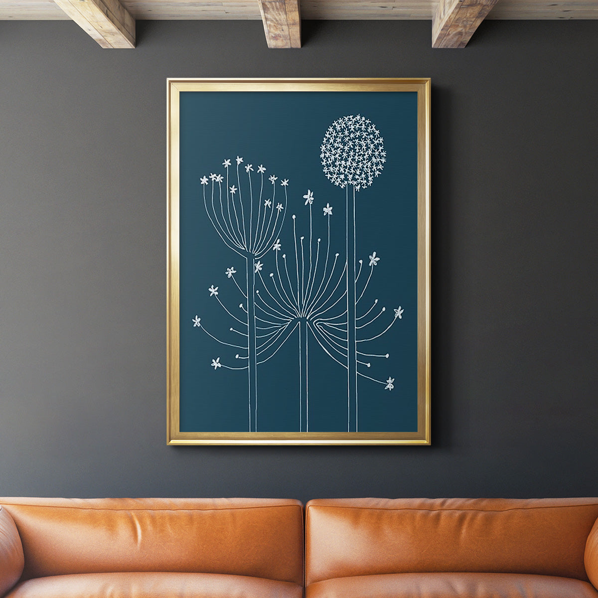 Graphic Alliums II - Modern Framed Canvas Print