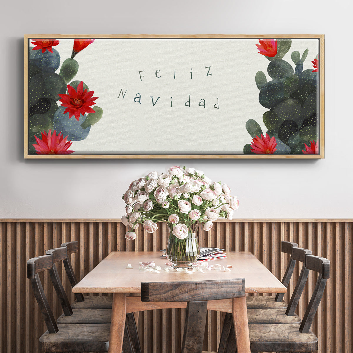 Flowering Christmas Cactus Collection D - Floater Framed Canvas Print