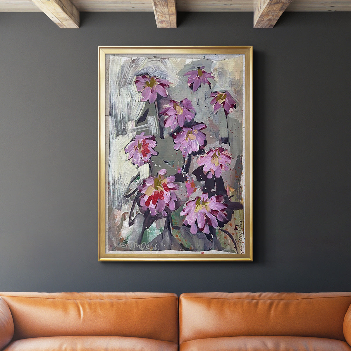 Zinnia II - Modern Framed Canvas Print