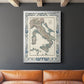 Bordered Map of Italy - Modern Framed Canvas Print