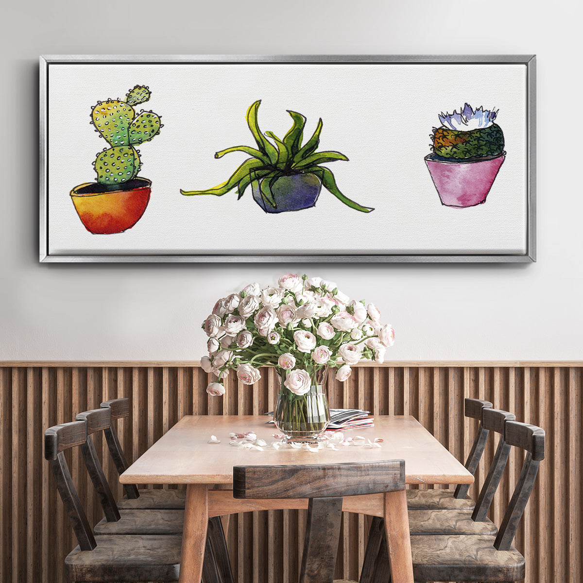 Vibing Succulents I - Floater Framed Canvas Print