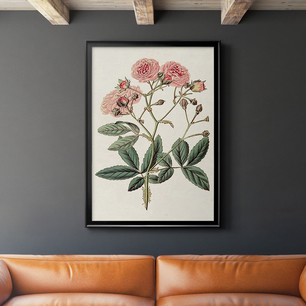 Pink Floral Mix V - Modern Framed Canvas Print