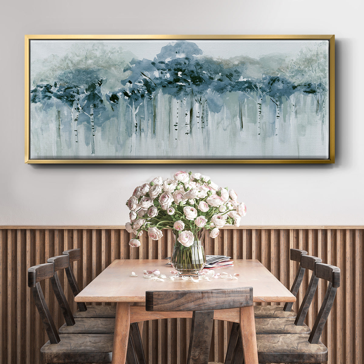 Blue Birch Morning - Floater Framed Canvas Print
