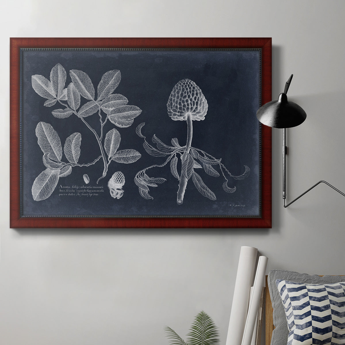 Foliage on Navy II Premium Framed Canvas- Ready to Hang