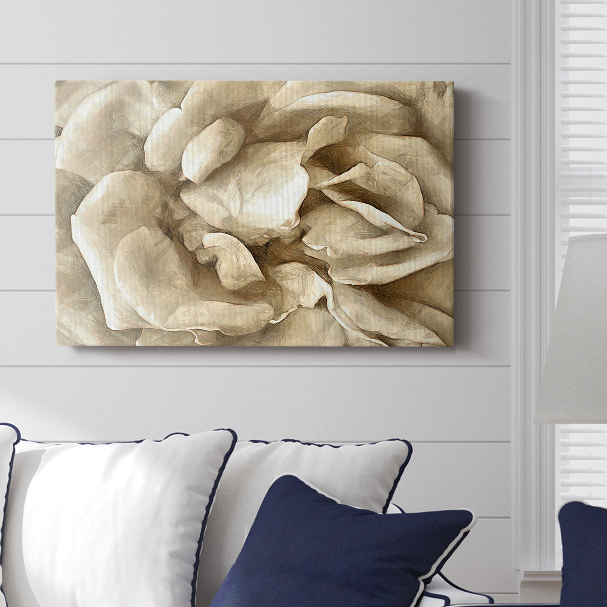 Neutral Wall Flower II - Canvas Art Print